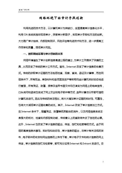 网络环境下的审计手段创新(卷烟厂审计科)