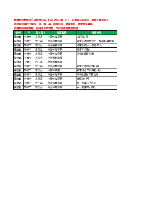 2020新版福建省宁德市古田县彩票工商企业公司商家名录名单联系电话号码地址大全13家