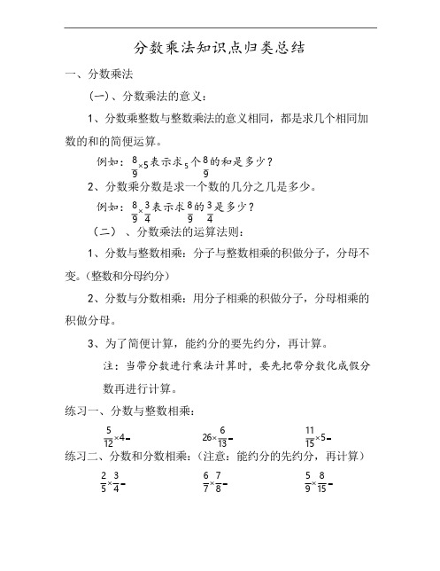 分数乘法知识点归类总结