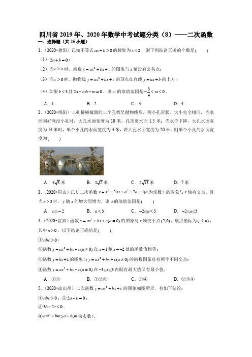 四川省中考数学二次函数试题分类学生版