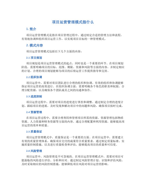 项目运营管理模式指什么