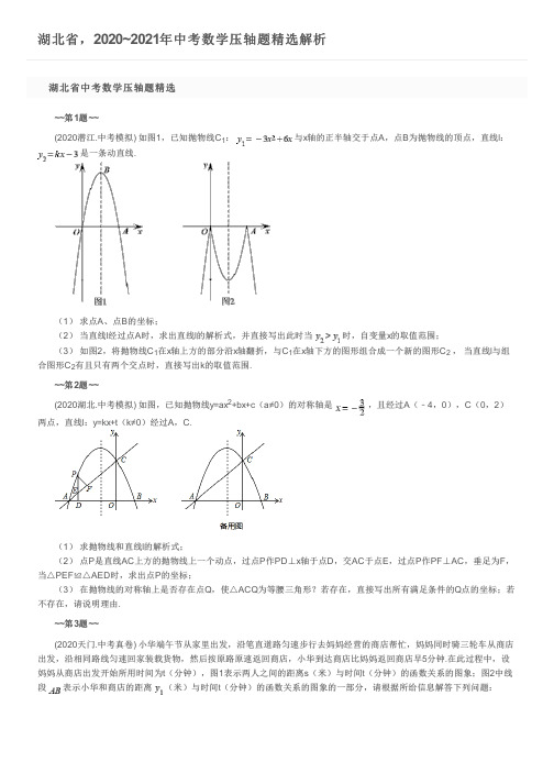 湖北省,2020~2021年中考数学压轴题精选解析