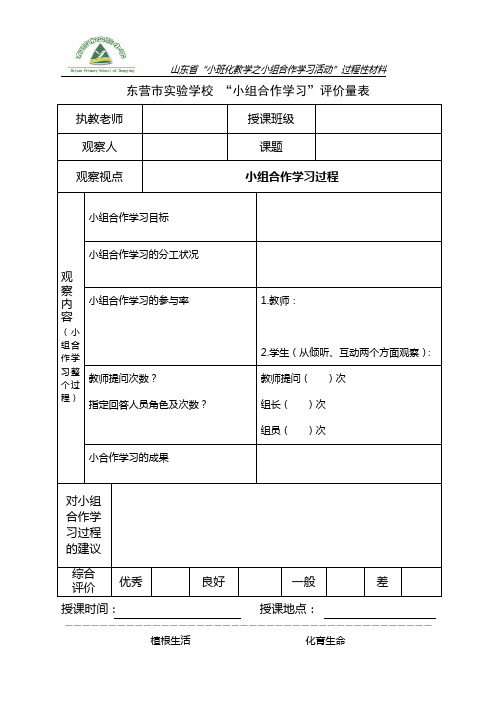 小组合作学习评价量表