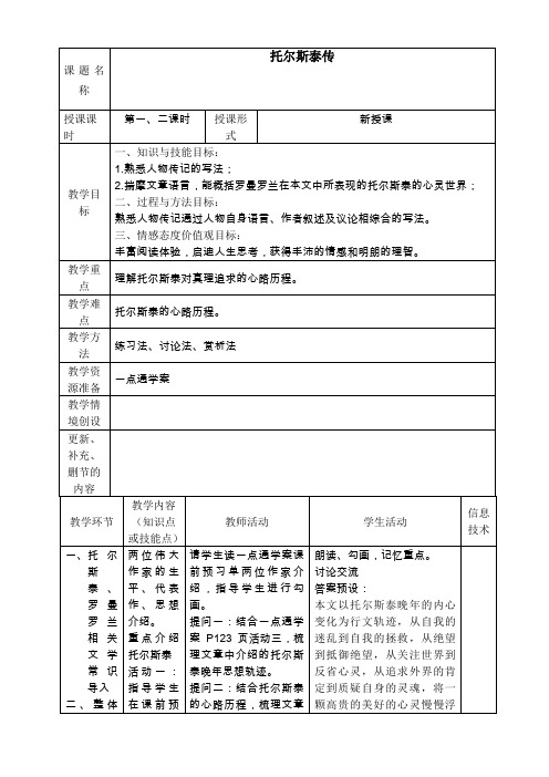 《托尔斯泰传》教案