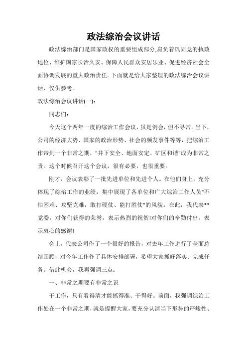 发言稿 政法综治会议讲话