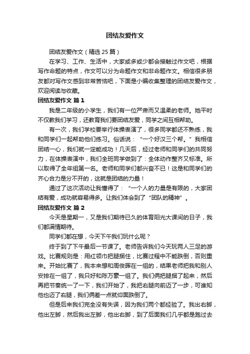 团结友爱作文（精选25篇）