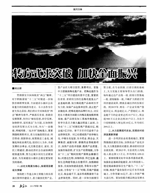 转方式求突破 加快全面振兴