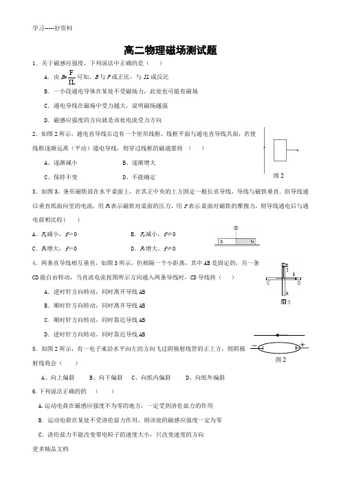 高二磁场单元测试题(含答案)汇编