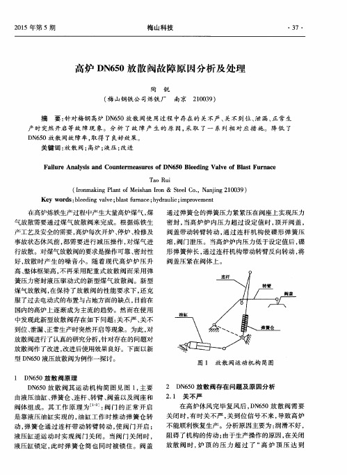 高炉DN650放散阀故障原因分析及处理