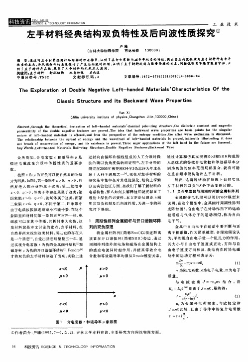 左手材料经典结构双负特性及后向波性质探究