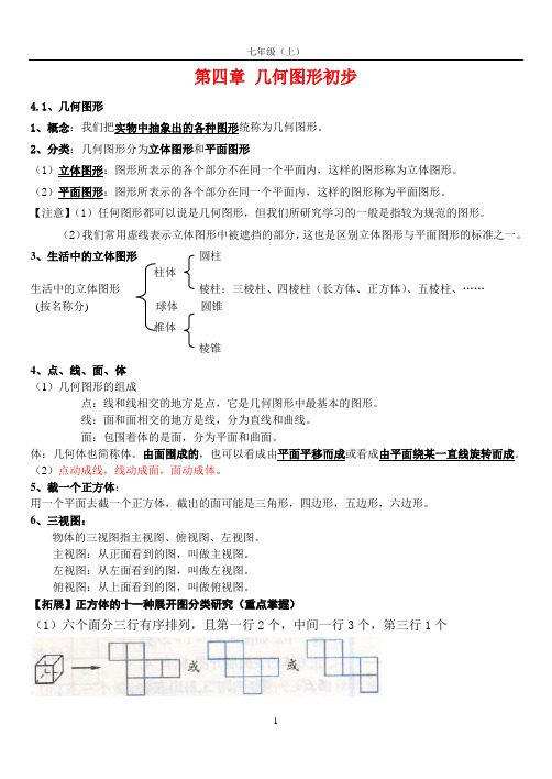 第四章 几何图形初步知识点