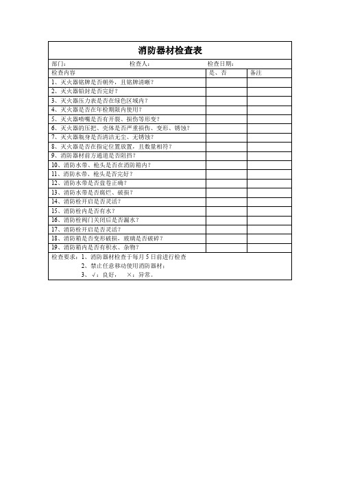 消防器材定期检查表