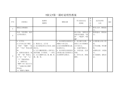 2021-2021学年高中语文苏教版必修5：第三专题《渔父》  教案