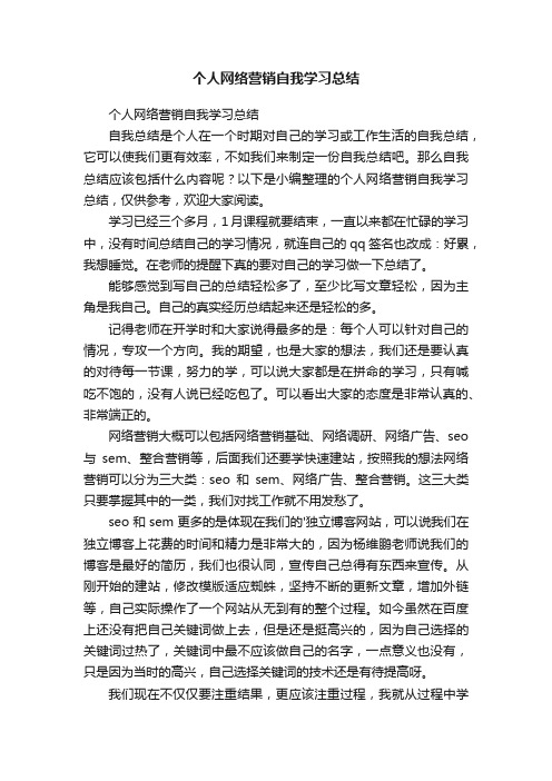 个人网络营销自我学习总结