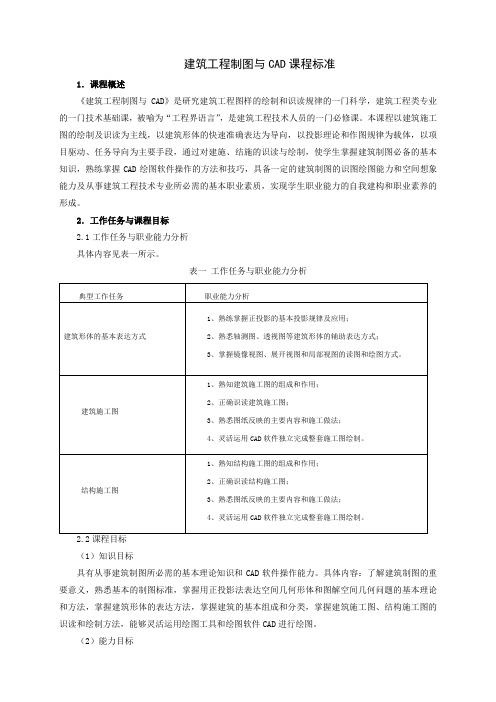 建筑工程制图与CAD课程标准