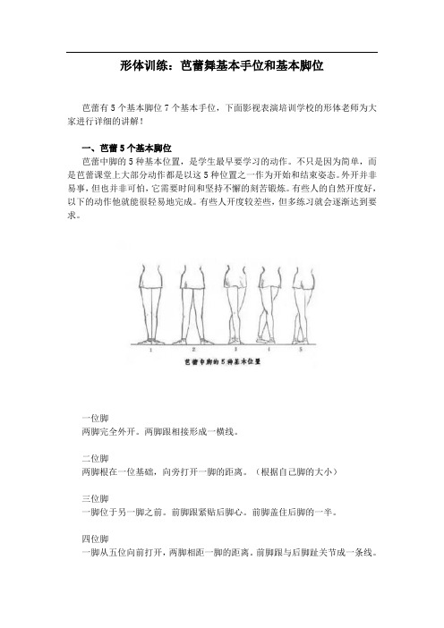 形体训练：芭蕾舞基本手位和基本脚位