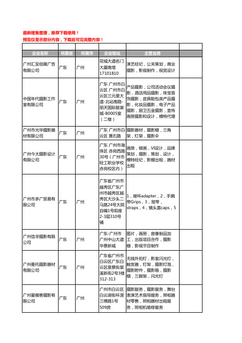 新版广东省广州摄影棚工商企业公司商家名录名单联系方式大全35家