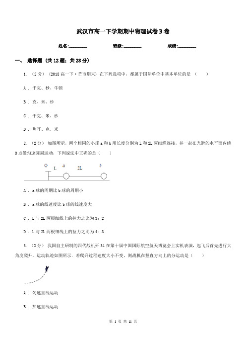 武汉市高一下学期期中物理试卷B卷