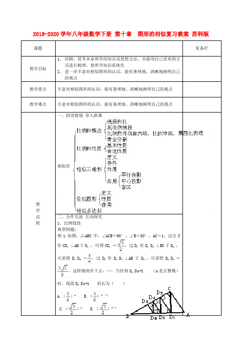 2019-2020学年八年级数学下册 第十章  图形的相似复习教案 苏科版.doc