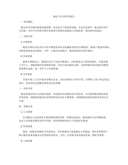 粮仓 可行性研究报告