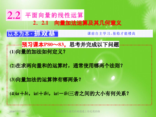 高中数学人教A版必修4：第二章 2.2 2.2(1).1 向量加法运算及其几何意义 