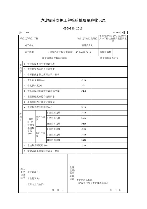 边坡锚喷支护工程检验批质量验收记录