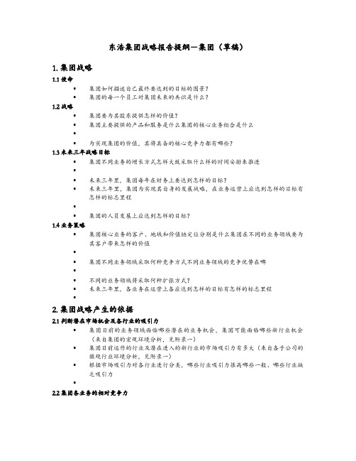 东浩集团战略方案报告提纲