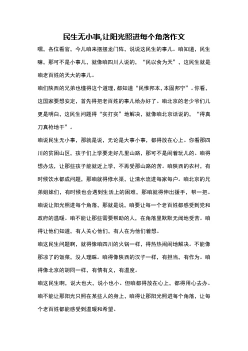 民生无小事,让阳光照进每个角落作文