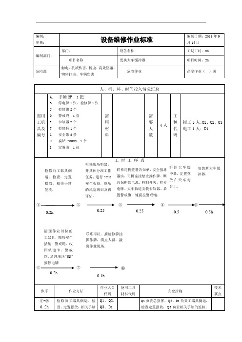 更换大车缓冲器维修作业标准