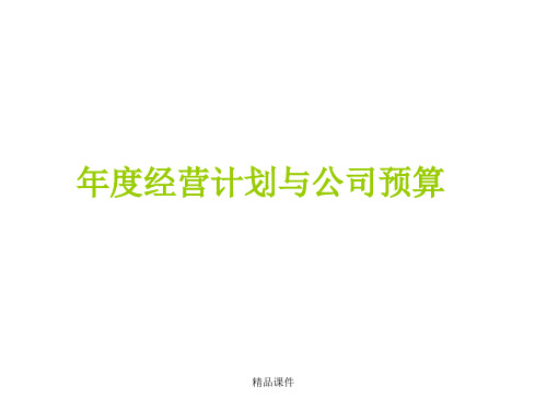 年度经营计划和公司预算(精编课件).ppt