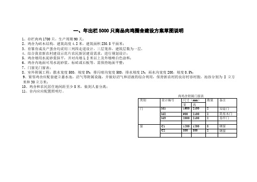 一、年出栏5000只商品肉鸡圈舍建设方案草图说明