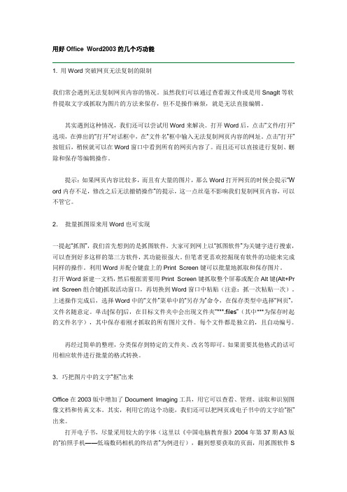 用好Office Word2003的几个巧功能