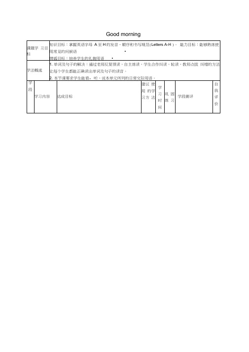 七年级英语上册startersUnit1Goodmorning导学案新版人教新目标版