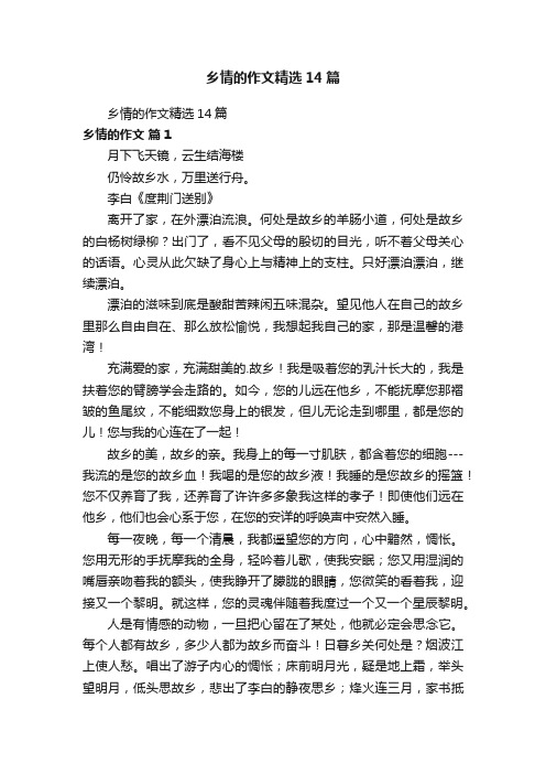 乡情的作文精选14篇