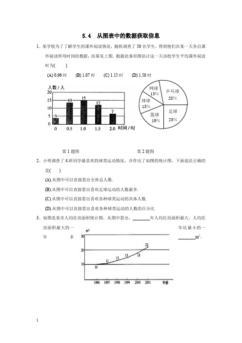 沪科版七年级数学上册同步练习题-从图表中的数据获取信息