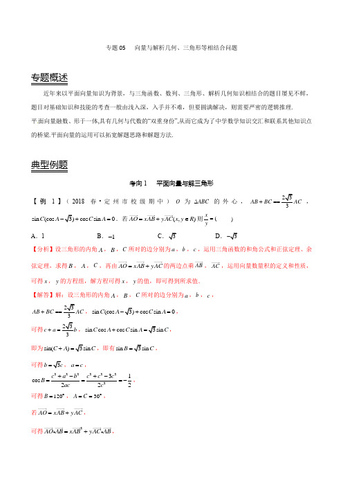 专题05 向量与解析几何三角形等相结合问题(解析版)