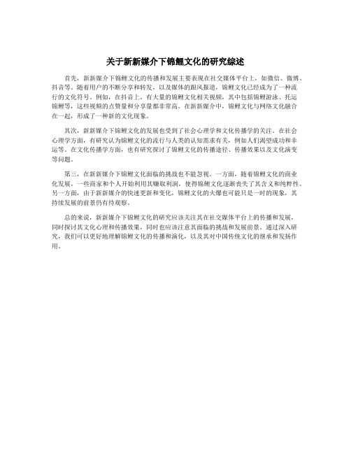 关于新新媒介下锦鲤文化的研究综述