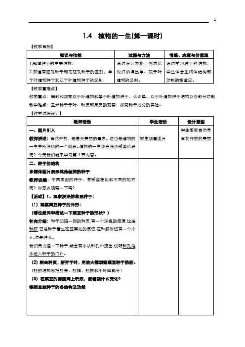 1.4植物的一生(第1课时教案)