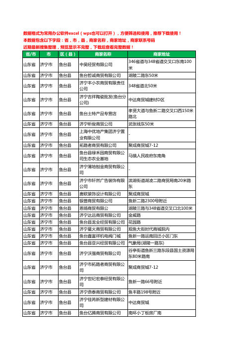 2020新版山东省济宁市鱼台县商贸有限公司工商企业公司商家名录名单黄页联系电话号码地址大全38家