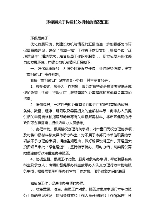 环保局关于构建长效机制的情况汇报