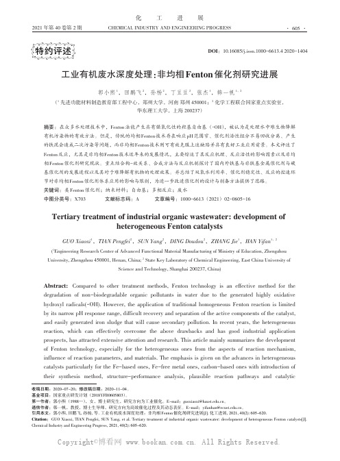 工业有机废水深度处理：非均相Fenton催化剂研究进展