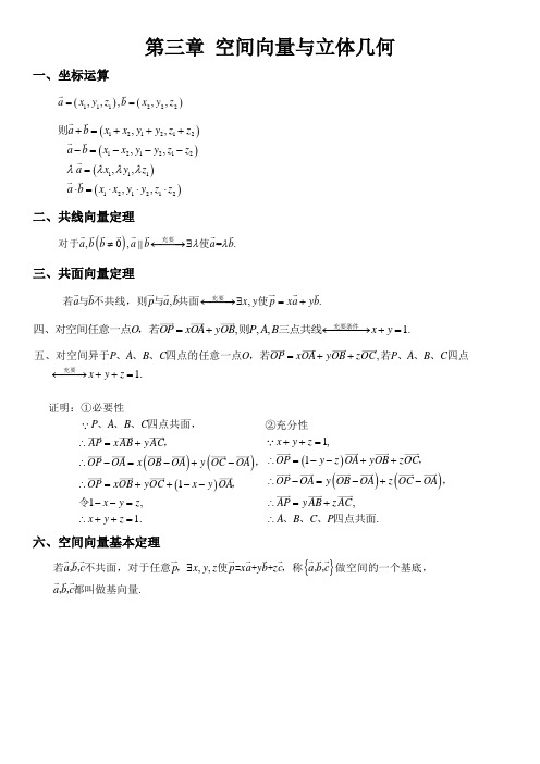 高中数学选修2-1《空间向量与立体几何》知识点讲义