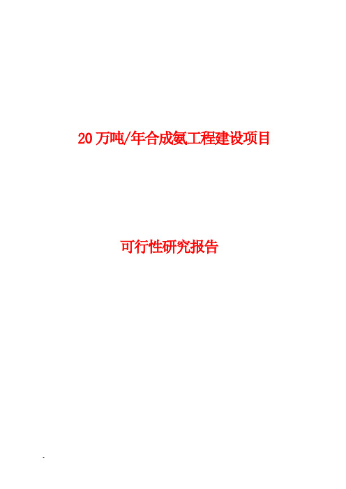 20万吨年合成氨工程建设项目可行性研究报告