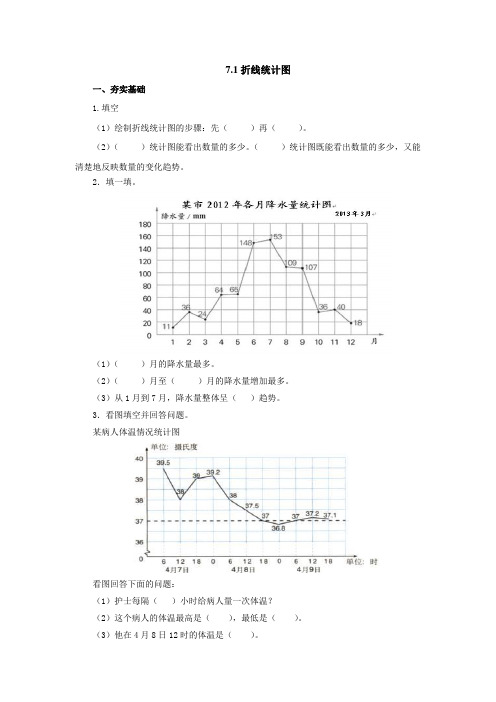 7.1折线统计图同步练习1-2022-2023学年五年级数学上册-青岛版【含答案】