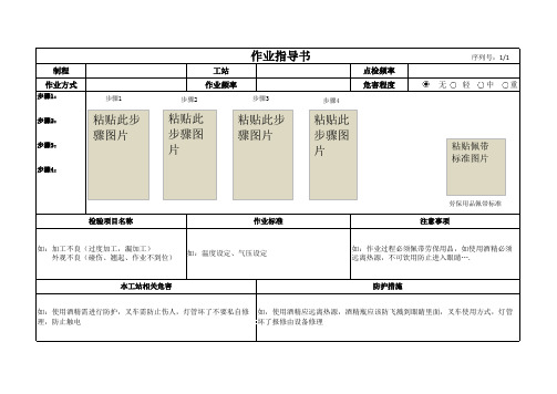 操作岗位作业指导书模板