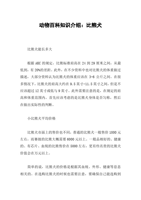动物百科知识介绍:比熊犬