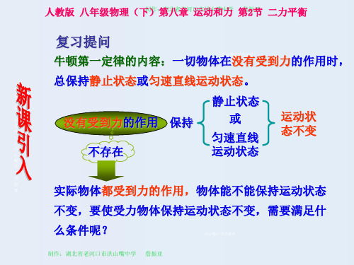 人教版八年级物理下册二力平衡》课件(共24张ppt)