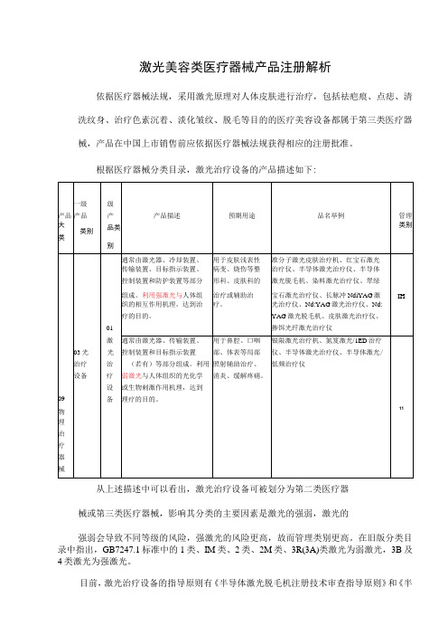 激光美容类医疗器械产品注册解析