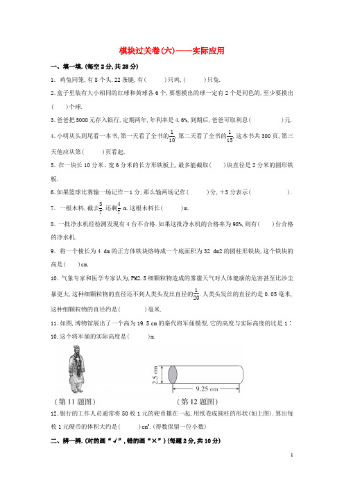 六年级数学下册模块过关卷六实际应用新人教版