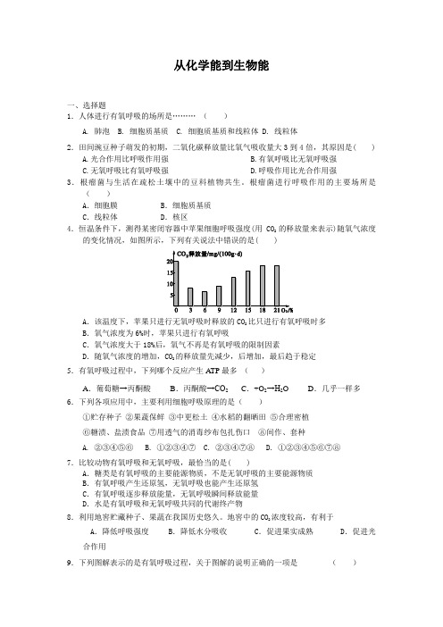 3.2.4从化学能到生物能每课一练14(中图版必修1)